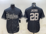 Men's Las Vegas Raiders #28 Josh Jacobs Black With Patch Baseball Jersey