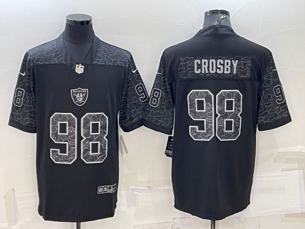 Men's Las Vegas Raiders #98 Maxx Crosby Black Reflective Limited Jersey