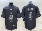 Men's Las Vegas Raiders #4 Derek Carr Black Reflective Limited Jersey