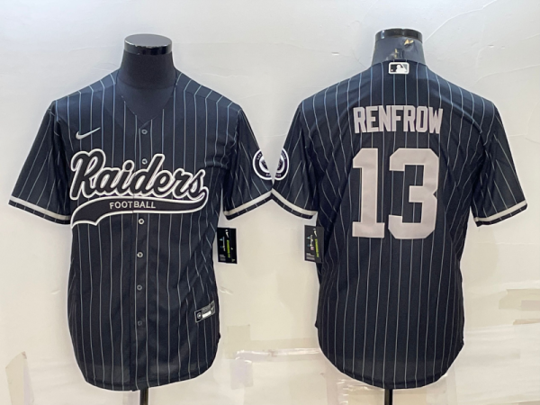 Men's Las Vegas Raiders #13 Hunter Renfrow Black With Patch Baseball Jersey