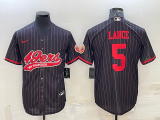 Men's San Francisco 49ers #5 Trey Lance Black Baseball Nike Jersey