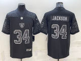 Men's Las Vegas Raiders #34 Bo Jackson Black With Patch Baseball Jersey