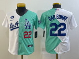 Youth MLB Los Angeles Dodgers #22 Bad Bunny White/Green 2022 All-Star Jersey