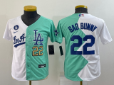 Youth MLB Los Angeles Dodgers #22 Bad Bunny White/Green 2022 All-Star Jersey