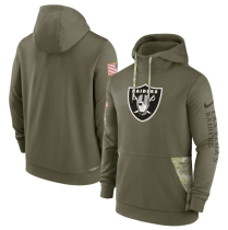 Men's Las Vegas Raiders 2022 Olive Salute To Service Therma Performance Pullover Hoodie