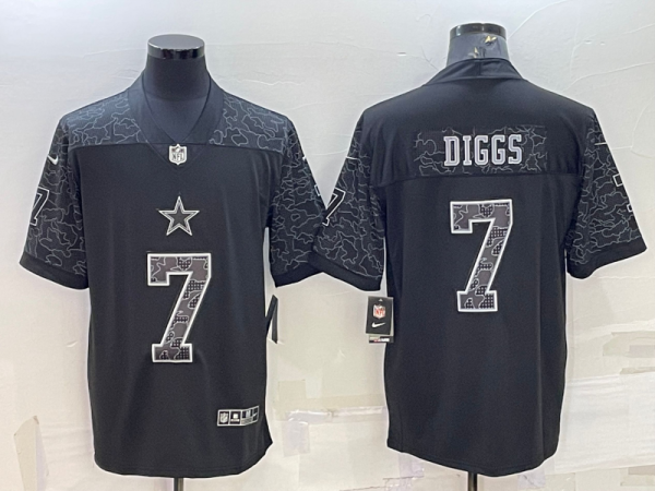 Men's Dallas Cowboys #7 Trevon Diggs Black Reflective Limited Jersey