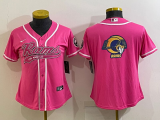 Women Los Angeles Rams Pink Team Big Logo With Patch Baseball Nike Jersey