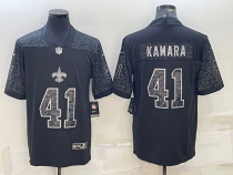 Men's New Orleans Saints #41 Alvin Kamara Black Reflective Limited Jersey