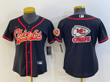 Women Kansas City Chiefs Black Team Big Logo With Patch Baseball Nike Jersey