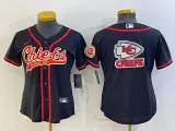 Women Kansas City Chiefs Black Team Big Logo With Patch Baseball Nike Jersey