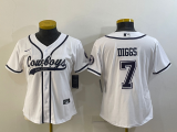 Women Dallas Cowboys #7 Trevon Diggs White Baseball Jersey