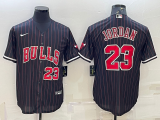 NBA Chicago Bulls #23 Michael Jordan Black Baseball Jersey