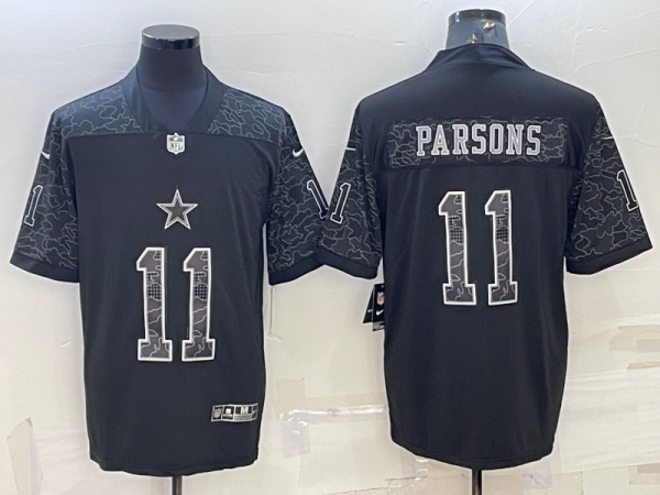 Men's Dallas Cowboys #11 Micah Parsons Black Reflective Limited Jersey