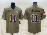 Men's Dallas Cowboys #11 Micah Parsons 2022 Olive Salute To Service Limited Jersey