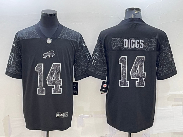 Men's Buffalo Bills #14 Stefon Diggs Black Reflective Limited Jersey