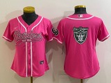 Women Las Vegas Raiders Pink Team Big Logo With Patch Baseball Nike Jersey