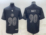 Men's Pittsburgh Steelers #90 T.J. Watt  Black Reflective Limited Jersey