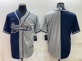 Men's Dallas Cowboys Blank Navy/Grey Split Baseball Nike Jersey