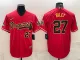 MLB Atlanta Braves #27 Austin Riley Red Gold Jersey