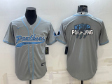 Men's Carolina Panthers Grey Team Big Logo With Patch Baseball Nike Jersey