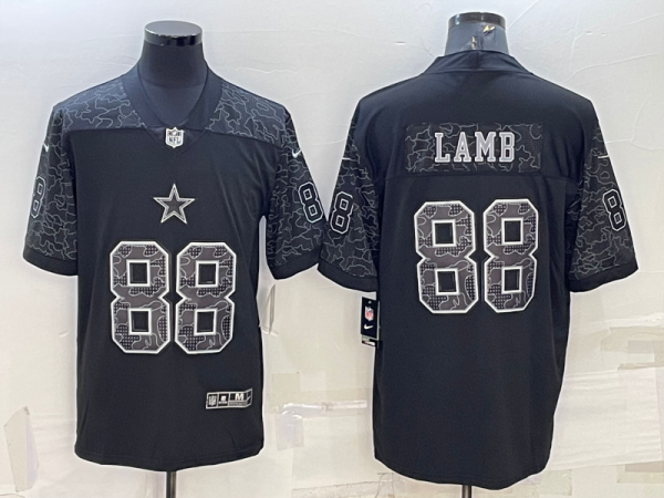 Men's Dallas Cowboys #88 CeeDee Lamb Black Reflective Limited Jersey