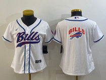 Women Buffalo Bills White Team Big Logo With Patch Baseball Nike Jersey