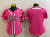 Women Miami Dolphins  Blank Pink Baseball Jersey