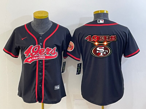 Women San Francisco 49ers Blank Black Team Big Logo With Patch Baseball Nike Jersey