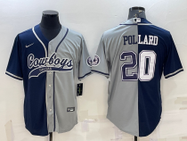 Men's Dallas Cowboys #20 Pollard Navy/Grey Split Baseball Nike Jersey