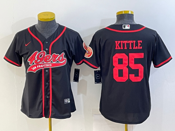 Women San Francisco 49ers #85 George Kittle Black Baseball Jersey