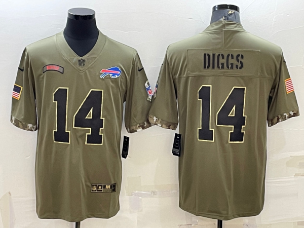 Men's Buffalo Bills #14 Stefon Diggs 2022 Olive Salute To Service Limited Jersey