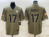 Men's Miami Dolphins #17 Waddle 2022 Olive Salute To Service Limited Jersey