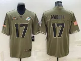 Men's Miami Dolphins #17 Waddle 2022 Olive Salute To Service Limited Jersey