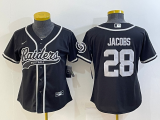 Women Las Vegas Raiders #28 Josh Jacobs Black Baseball Nike Jersey