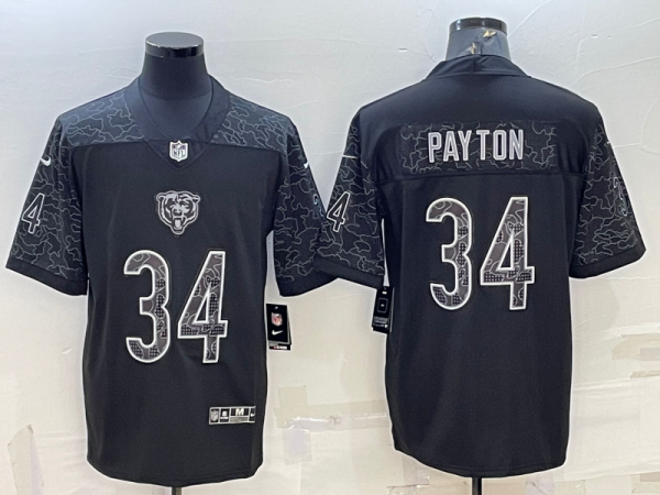 Men's Chicago Bears #34 Walter Payton Black Reflective Limited Jersey