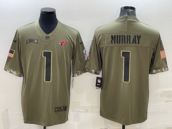 Men's Arizona Cardinals #1 Kyler Murray 2022 Olive Salute To Service Limited Jersey