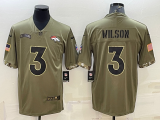 Men's Denver Broncos #3 Russell Wilson 2022 Olive Salute To Service Limited Jersey