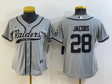 Women Las Vegas Raiders #28 Josh Jacobs Grey Baseball Nike Jersey