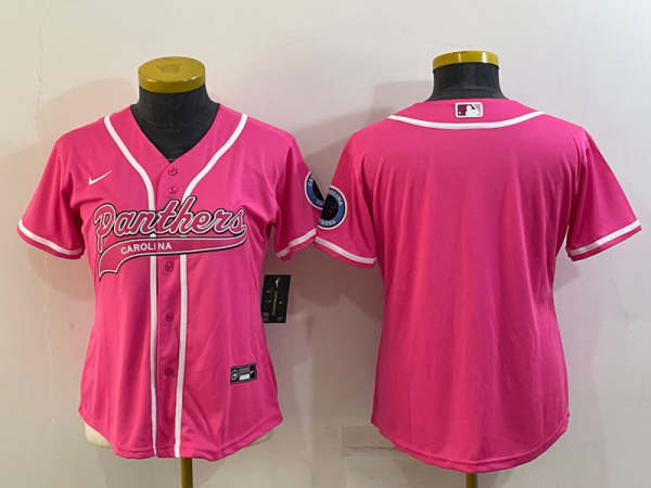 Women Carolina Panthers Blank Pink Baseball Nike Jersey