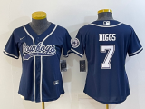 Women Dallas Cowboys #7 Trevon Diggs Navy Nike Baseball Jersey