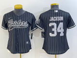 Women Las Vegas Raiders #34 Bo Jackson Black Baseball Nike Jersey