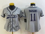 Women Dallas Cowboys #11 Micah Parsons Grey Baseball Nike Jersey