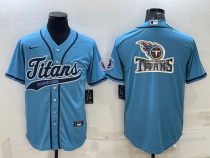 Men's Tennessee Titans Blue Team Big Logo With Patch Baseball Nike Jersey