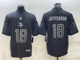Men's Minnesota Vikings #18 Jefferson Black Reflective Limited Jersey