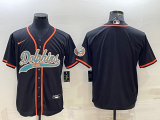 Men's Miami Dolphins Blank Black Baseball Nike Jersey