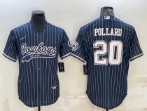 Men's Dallas Cowboys #20 Pollard Navy Nike Baseball Jersey