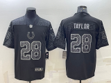 Men's Indianapolis Colts #28 Taylor Black Reflective Limited Jersey