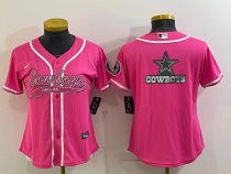 Women Dallas Cowboys Pink Team Big Logo With Patch Baseball Nike Jersey