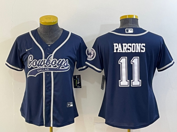 Women Dallas Cowboys #11 Micah Parsons Navy Baseball Nike Jersey