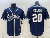 Men's Dallas Cowboys #20 Pollard Navy Nike Baseball Jersey